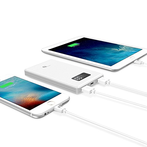 1byone 6000 mAh Dual puertos USB cargador port  til  Compacto externo  bater  a externa con pantalla LCD   Patr  n cl  sico para tel  fonos inteligentes  Blanco