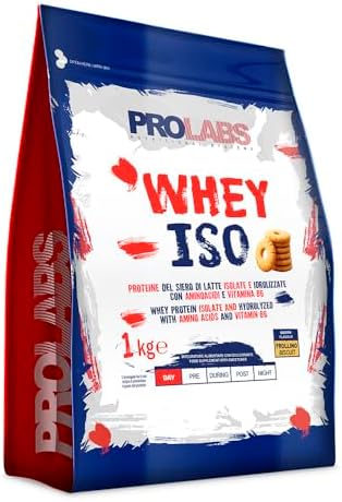 PROLABS – Proteine in Polvere WHEY ISO, Proteine Isolate e Idrolizzate Pure, Whey Protein Powder + Aminoacidi e Vitamina B6 - Crescita e Recupero Muscolare, Alta Qualità, 1kg Frollino, 2 Scoop (30g)