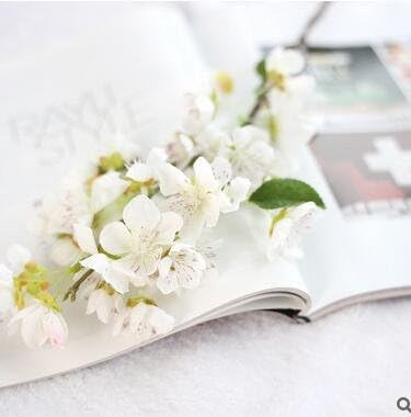 JIALE3536 Artificial Flowers Mini Vivid Artificial Flower Cherry Blossom Sakura Double Petals Handmade Wedding Party New Year Decorative ,White