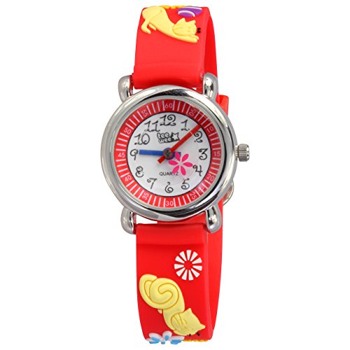 Teenie-Weenie Kinderuhr rot Katzen 3D Kautschukband Kinder Uhren UW243R