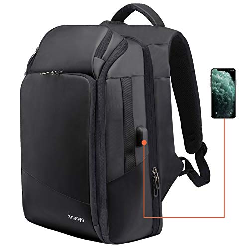 Xnuoyo 15.6 Pollici Zaino per PC, TSA Smart Scan Laptop Zaino Impermeabile all'Acqua di Grande capacità Zaino con Porta USB per Uomini Donne Viaggi Lavoro Scuola (Nero02)