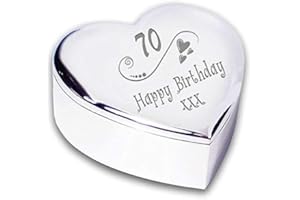 CHRIS BAG OF GOODIES 70th 70 Seventeeth Happy Birthday Heart Shaped Trinket Box Keepsakes Gifts Ideas For Her Women Ladies
