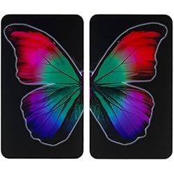Wenko 2521474500 Lot de 2 protège-plaques Universel Butterfly by Night pour Tous Les Types de feu, Verre, Multicolore