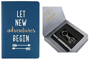 Doodle Adventures of The Mind Hard Bound Non Dated Diary (5.5 X 8.5 Inches, 80 GSM, 192 Ruled Perforated Pages)A5 Diary & Parker Vector Roller Ball Pen with Free Parker Key Chain