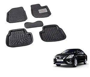 Auto Hub 4D Car Foot/Floor Mats Compatible with Sunny (Model : 2012-2020) -Black