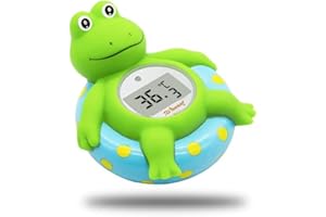Doli Yearning Frosch Baby-Badethermometer für Kleinkinder, schwimmendes Badespielzeug, Badewannen-Thermometer, bei Fahrenheit und Celsius, Blau