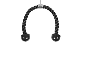 Ezweiji Corde Triceps,Corde Triceps Musculation en Nylon Noir avec Mousqueton Poignée antidérapante poulie Musculation