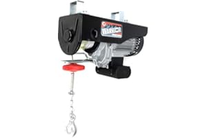 Warrior Winches Treuil électrique 220V 500kg avec télécommande manuelle filaire, câble en acier de 18m, système de poulie électrique, moteur d'entrée et de sortie, idéal pour les garages