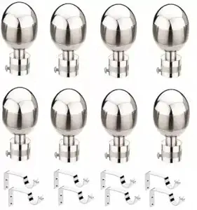 LEEZEN Architectural Hardware Stainless Steel Curtain knob and Bracket Support 4 Set, 16 Pieces