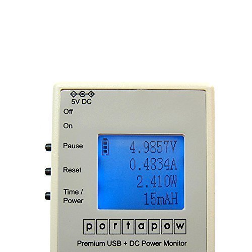 PortaPow Premium USB + DC Power Monitor Leistungsmesser / Leistungsmessgerät digitales Multimeter / Amperemeter V2