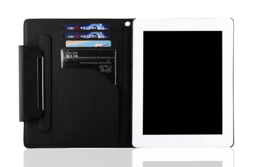 JAMMYLIZARD | G10 Wallet Ledertasche für [ iPad 4 mit Retina, iPad 3 und iPad 2 ] Smart Cover Hülle, SCHWARZ - 2