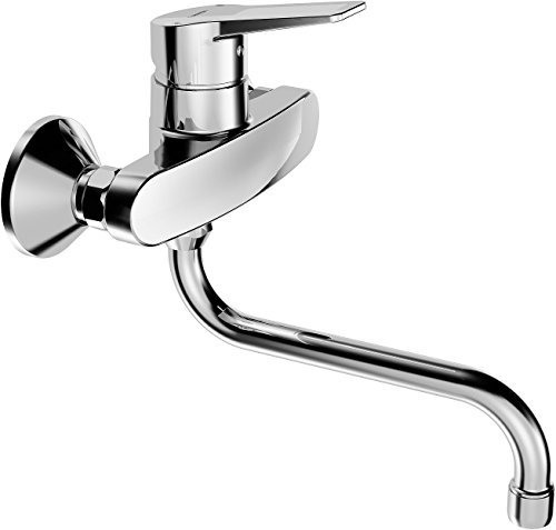 Hansa Spültisch Einhebelmischer Hansatwist Vollhebel, Wandmontage, schwenkbarer Auslauf, verchromt, 09692193