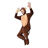 Ensemble de Pyjama Singe Unisexe Chaud Costume Cosplay Déguisement Manches Longues Femme Homme Jumpsuit Adulte Taille Unique Pois Doux Combinaison Vêtement de Nuit Cadeau de Nöel Halloween (Medium)