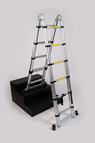 WORHAN® 3.2m TELESKOPLEITER 2 in 1 ANLEGELEITER KLAPPLEITER ALU TELESKOP LEITER MULTIFUNKTTIONS LEITER 320cm K3.2 (..3.2m B-Line+Tasche) - 3