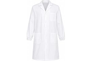 ZMDMAH Laboratorierock för Kemi Skyddskläder Hygien Medicin Kappa Arbetskappa Långärmad Bomull Arbetskläder för Kvinnor Män X