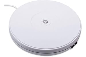 fotoconic White Electric Motorized Rotating Turntable Display Stand with LED, 25cm Diameter, 10KG Centric Loading for Shop Display