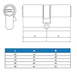 Leva: 15,0 mm. Yale HS63444LT Cilindro de Seguridad HS-6 35 x 45 mm Latonado