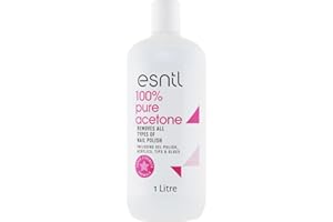 ESNTL 100% Pure Acetone Nail Polish Remover | 1L | Super Strength Formula | Removes Gel, Acrylics, Tips, and Glues | Trusted by UK Beauty Salons Clear