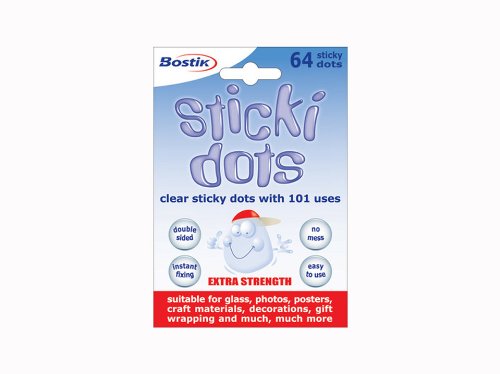Bostik Glu Dots – Extra Strong, Double Sided Glue Dots, For Instant Fixing & Crafts, Easy to Use, No Mess, Clear, x64 Glu Dots