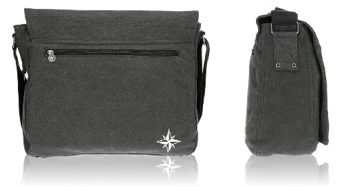 Messenger Tasche BEACHWEAR Kuriertasche Canvas Tasche /// SCHWARZ - 4