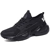 CHNHIRA Chaussures de Travail Homme Embout Acier Protection Antidérapante Anti-Perforation Chaussures de Sécurité Unisexes (EU43 Anoir x)