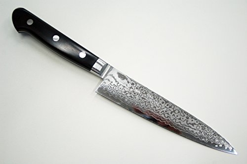 SANE-TATSU: Pro Küchenmesser (Japanischer Damaskus Stahl) – Schwarzer Griff (Petty Knife- 135 mm) - 2