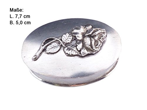Preisvergleich Produktbild Dose für Rosenkranz oval Antik mit Rose aus Zinn