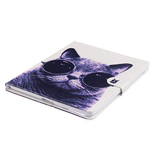 iPad 2 iPad 3 iPad 4 Hülle, DEENOR Bunt Painting und Stilvoll Brieftasche Tasche PU Leder Flip Protective Stand Tasche Schutzhülle Hülle für Apple iPad 2 iPad 3 iPad 4 Generation.[Glasses Cat] - 4