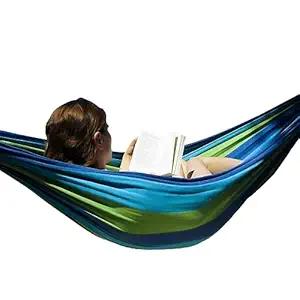 we3Garden Cotton Hammock Comfortable Fabric Hammock with Tree Straps for Hanging Durable Hammock Portable Hammock with Travel Bag (280*100CM/HOLD 150KG, Blue)
