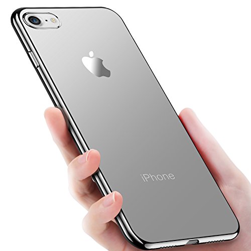 Book's Cover ofCoque iPhone 8 Coque iPhone 7 MTURE Placage Bumper Cover iPhone 8  iPhone 7 Housse Etui Couverture Clair Transparente Ultra Léger Gel TPU Silicone Coque pour iPhone 8  iPhone 7  Noir de Jais