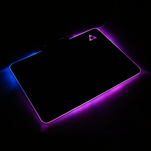 KKmoon Kreativ LED Licht Mauspad, Hard Gaming Mouse Pad, Festes Spiel Mausunterlage, 8 Beleuchtungs-Modus, USB Verdrahtet Computer Notizbuch Mit Anti Rutsch Gummi, 35 x 25 cm - 5