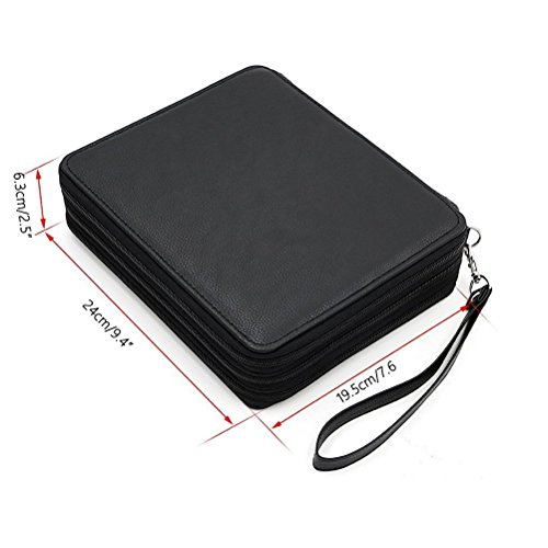 yimoji 120 Slots Bleistift Fall, mehrschichtige PU Leder Bleistift Halterung für Artist Pen Tasche Stationäre Black – artist pouch - 4