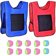 Queta Dodgeball Tag Vests, 2 Sticky Target Vests with 10 Cotton Balls Throwing Target Game Throwing Dodgeball Game Set