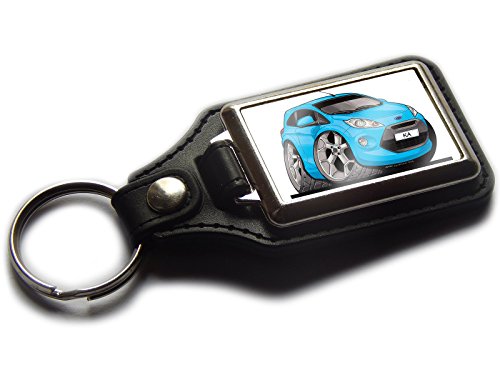 FORD KA 2012 Model Car Premium Koolart Leather and Chrome Keyring Choose a Colour! (Blue)