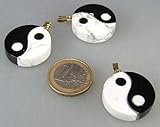 Preis pro Stück Yin & Yang Anhänger Magnesit und Obsidian mit goldfarbener Öse