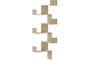 vidaXL Étagère d'angle Murale chêne Sonoma 45x45x147cm Bois ingénierie, étagère d'angle, étagère Suspendue, étagère Murale Suspendue, étagère Murale