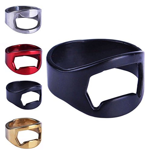 QHGstore Netter Metall-Finger-Ring-Flaschen-Öffner-Stab-Bier-Werkzeug Cap-Öffner-Remover-rot