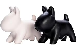 MONTTESE Salero y pimentero perrito, perrito blanco y negro, condimentos y especias bonito, diseño de perritos, dispensador decorativo para la cocina