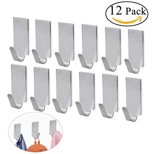 détail NUOLUX Crochets de 12pcs adhésif inox serviette serviette Racks crochets de mur pour cuisine salle de bains