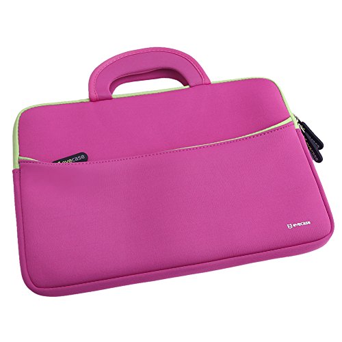 Tablet Schutzhülle 11.6 Zoll, Evecase Universal Neopren Tablet Case mit Vorderseitigem Zubehörfach für Tablet bis 11.6 Zoll Lenovo Acer Asus iPad Samsung – Pink / Grün XL - 4