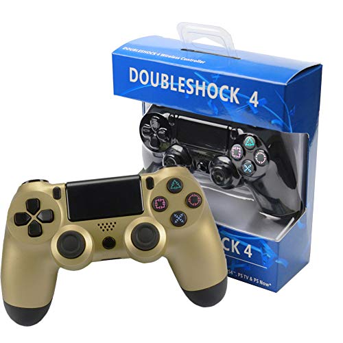 Preisvergleich Produktbild RQINW PS4 Gaming Controller Kabelloses Bluetooth Gamepad, USB-Aufladung, Vibrationsrückmeldung, Gaming Controller für PS4 (Gold)