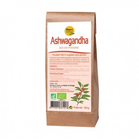 Ashwagandha polvo BIO Certificado Ecocert.