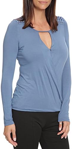 Peep Hole Long Sleeve Top With Lacing In Riverside