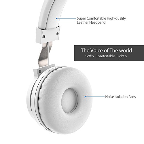 Chououkiu Cuffie Auricolari Stereo Cablato Leggero Regolabile Cuffie Portatili a Fascia con Microfono per iPhone iPad Smartphones Tablet PC Portatile per Bambini o Adulti (Bianco)
