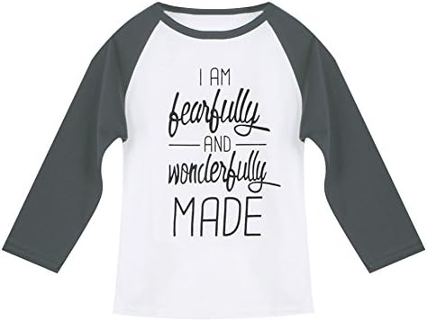 Purposefull Girl's Long Sleeve - Children's T-Shirt Clothing - I am Fearfully and Wonderfully Made Bible Verse Design - 6T