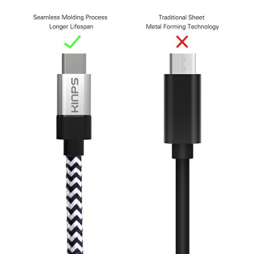 2M Cavo USB Type C, KinpsÂ® USB 3.1 Tipo C a USB 3.0 Tipo A cavo in nylon intrecciato cavo di trasferimento per il Galaxy S8 Note8 Huawei P9/ Nexus 5X / 6P, OnePlus 2 / 3, Nintendo Switch, ChromeBook Pixel e altri modelli di Tablet, Smartphone