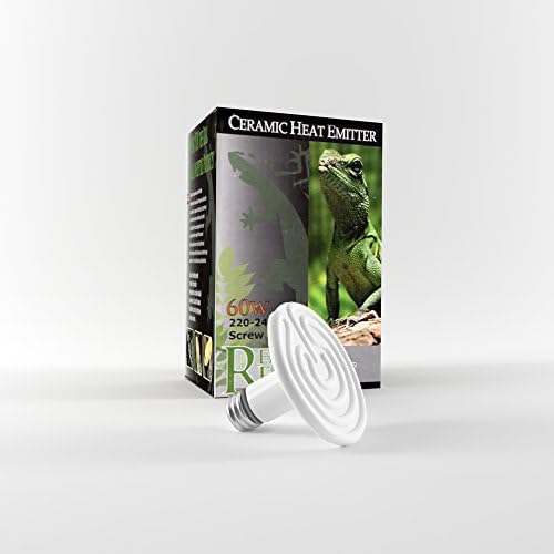 60W Ceramic Reptile Heat Emitter, Infrared Heat Lamp Bulb For Reptiles &amp; Chicken Brooders AC 220V (60W, White)