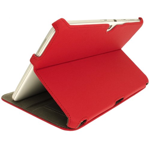 igadgitz Rot PU Ledertasche Hülle Cover für Samsung Galaxy Tab 3 10.1″ GT-P5210 mit Multi Winkelbetrachtungs Stand + Auto Sleep/Wake + Integrierte Handschlaufe + Displayschutzfolie - 4