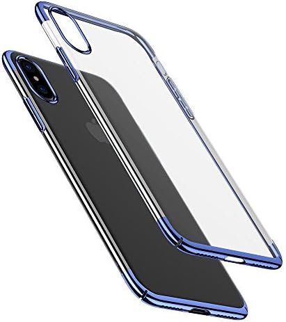 Soft TPU iPhone X Case, Thin Fit Transparent Crystal Clear Flexible Premium TPU Cover [Support Wireless Charging] for Apple 5.8" iPhone X (Three Sections Blue)