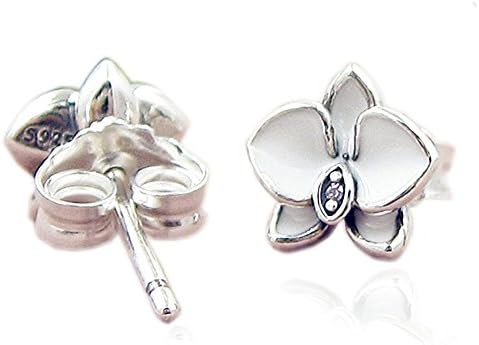 BAKCCI Summer White Orchids Stud Earrings Authentic 925 Sterling Silver for Women Fashion Jewelry